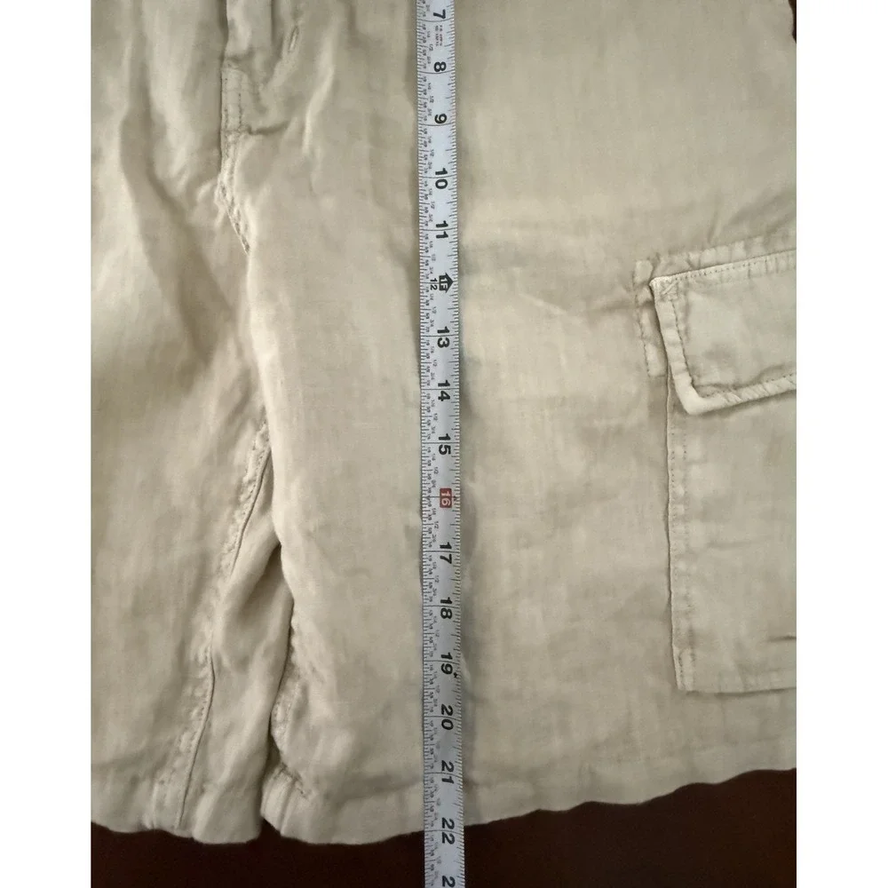 TRUE‎ GRIT Island Linen Cargo Shorts Mens 36 Off White Beach Coastal Lightweight